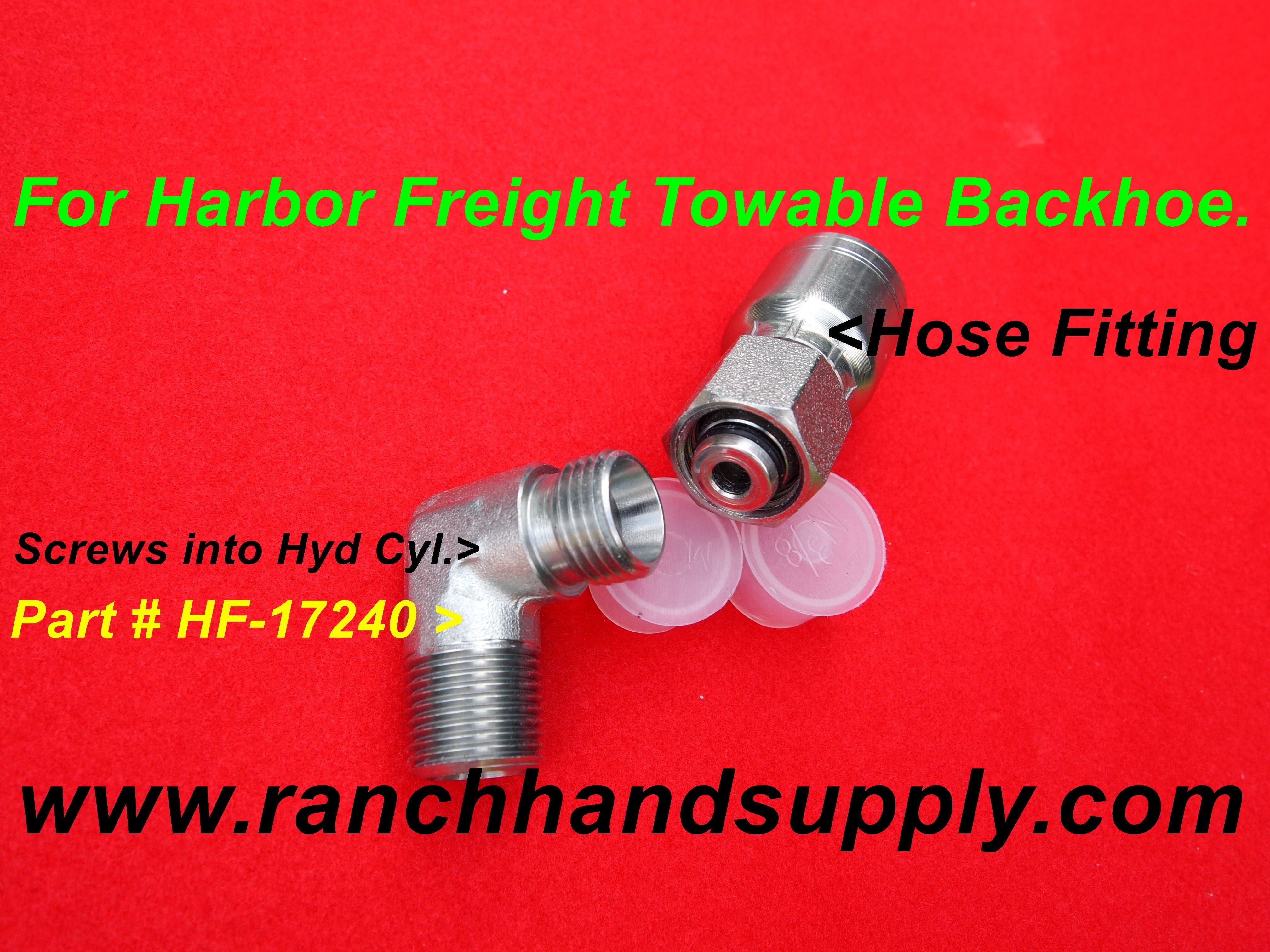 Elbow for Harbor Freight towable backhoe hydraulic cylinders.
