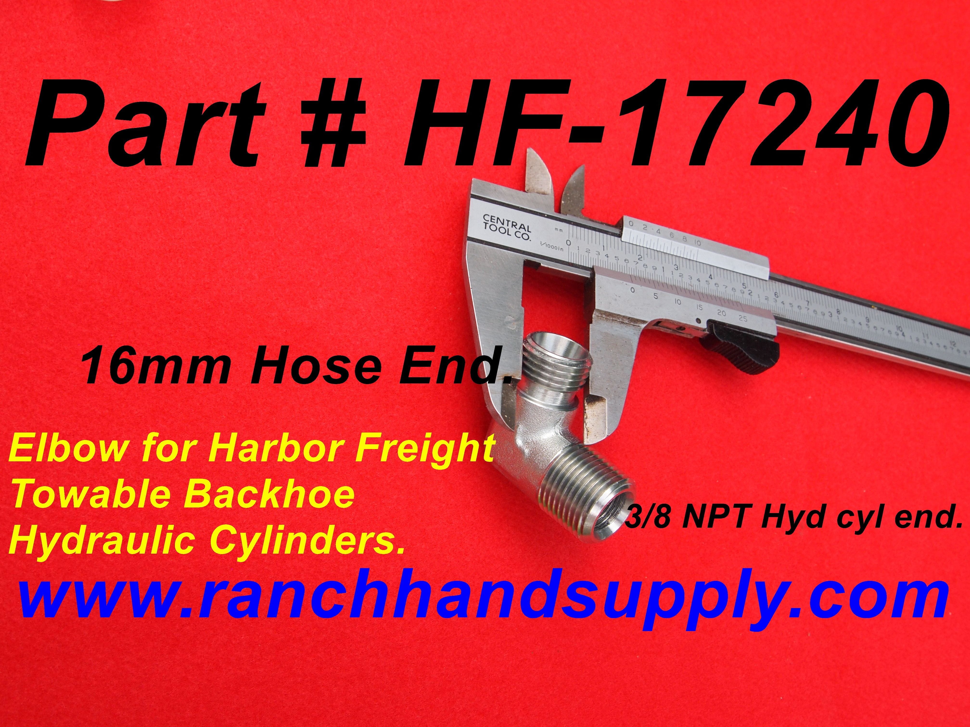 Elbow for Harbor Freight towable backhoe hydraulic cylinders.